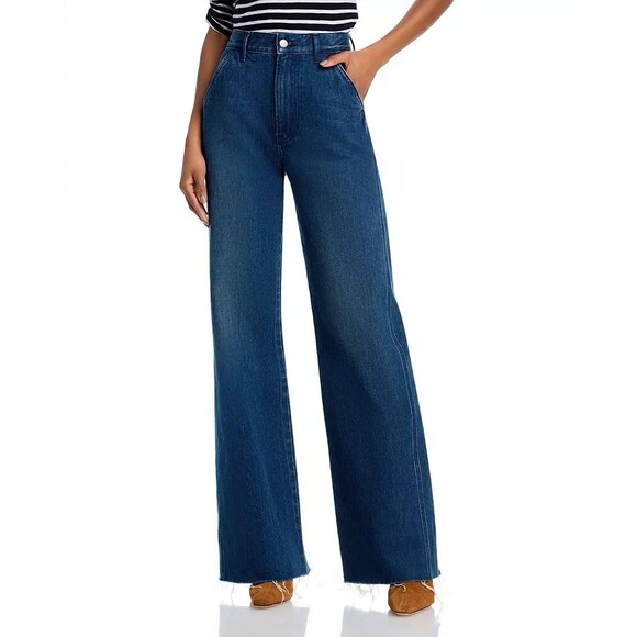 Veronica Beard Denim - Veronica Beard Taylor Relaxed Wide Leg High Rise Jeans 28 Raw Hem